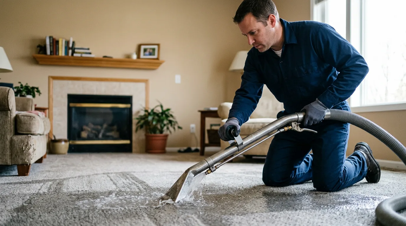 Water damage restoration technician working near Pearland, TX